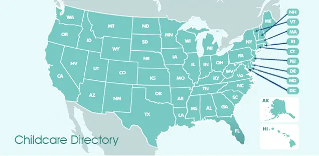 Map of Child Care Jobs in the United States